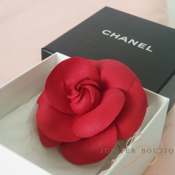 Chanel 1990s Red Vinyl Camellia Brooch · INTO